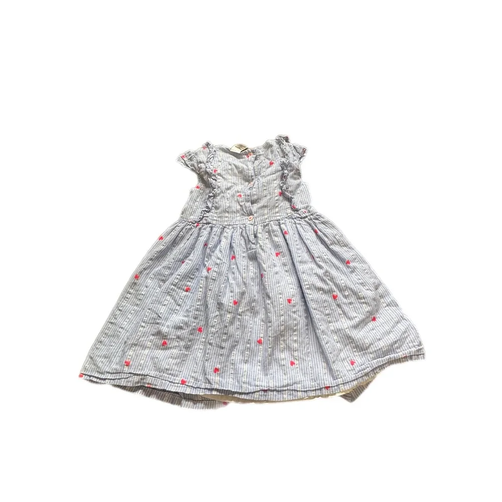 OshKosh B'gosh Dress Toddler Girls 4T patriotic Stripe Excellent Ruffle Button